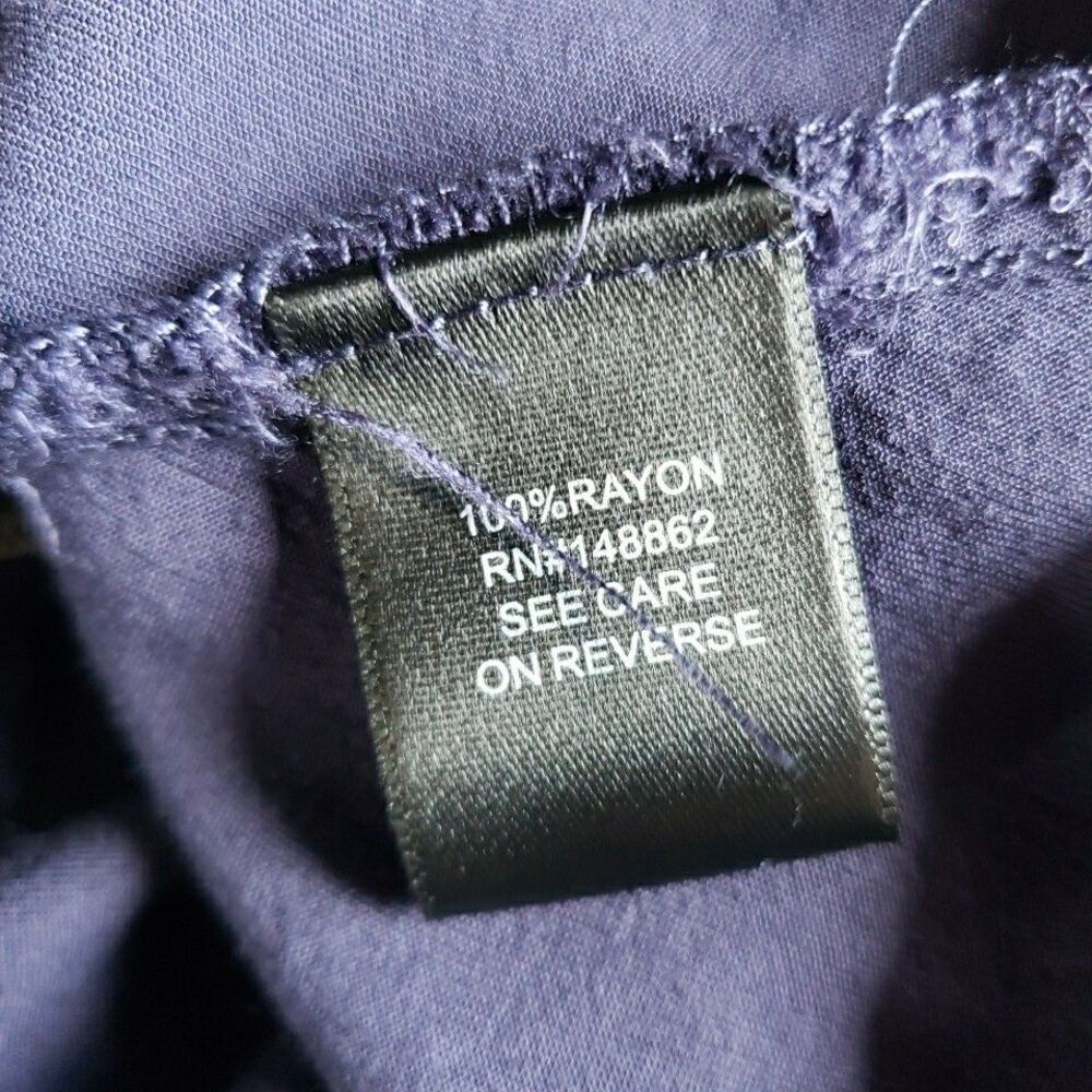 Torrid Navy Blue Challis Babydoll Blouse 0 XL 1X Long Sleeve Button Split Neck - Picture 6 of 10